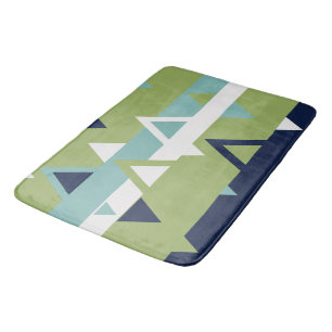 Neptune, Seashell, Green and Navy Stripes Bath Mat
