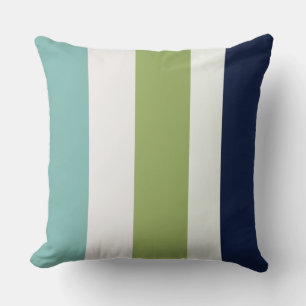 Neptune, Seashell, Green and Navy Stripes Cushion