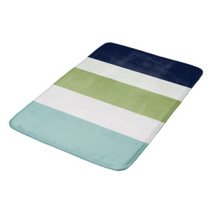 Neptune, Seashell, Green and Navy Stripes T Bath Mat