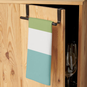 Neptune, Seashell, Green and Navy Stripes  Tea Towel