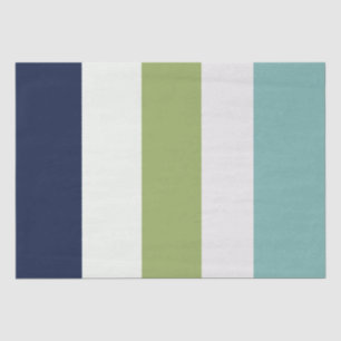 Neptune, Seashell, Green and Navy Stripes  Tissue Paper