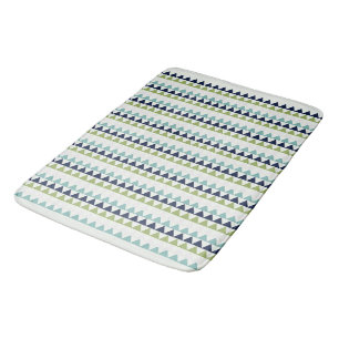 Neptune, Seashell, Green and Navy triangles   Bath Mat