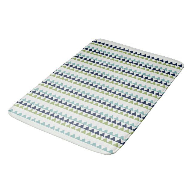 Neptune, Seashell, Green and Navy triangles   Bath Mat (Angled)