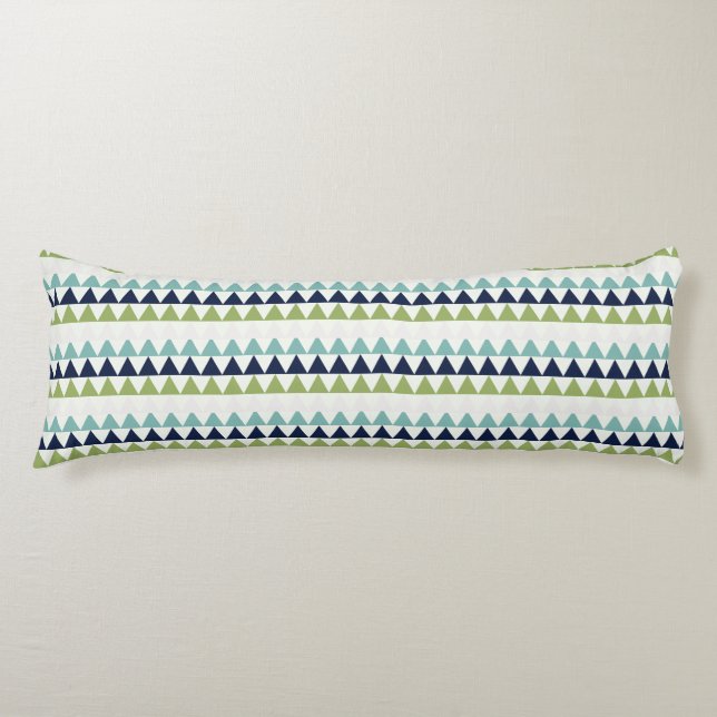 Neptune, Seashell, Green and Navy triangles   Body Cushion (Front)
