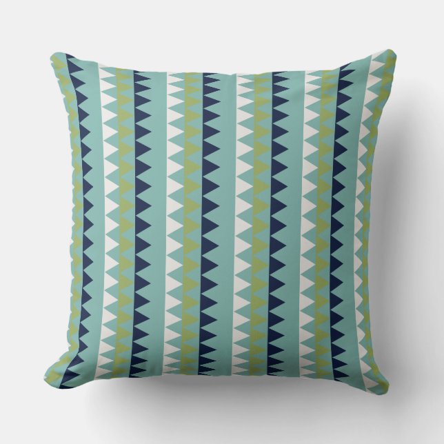 Neptune, Seashell, Green and Navy triangles   Cushion (Front)