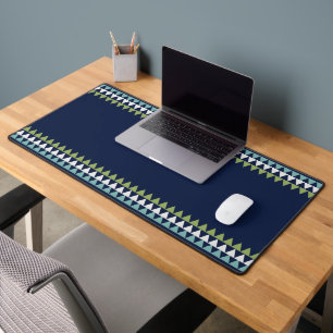 Neptune, Seashell, Green and Navy triangles Desk Mat