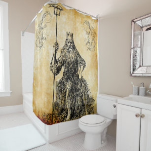 neptune with mermaids shower curtain