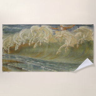 Neptune's Horses by Walter Crane Beach Towel