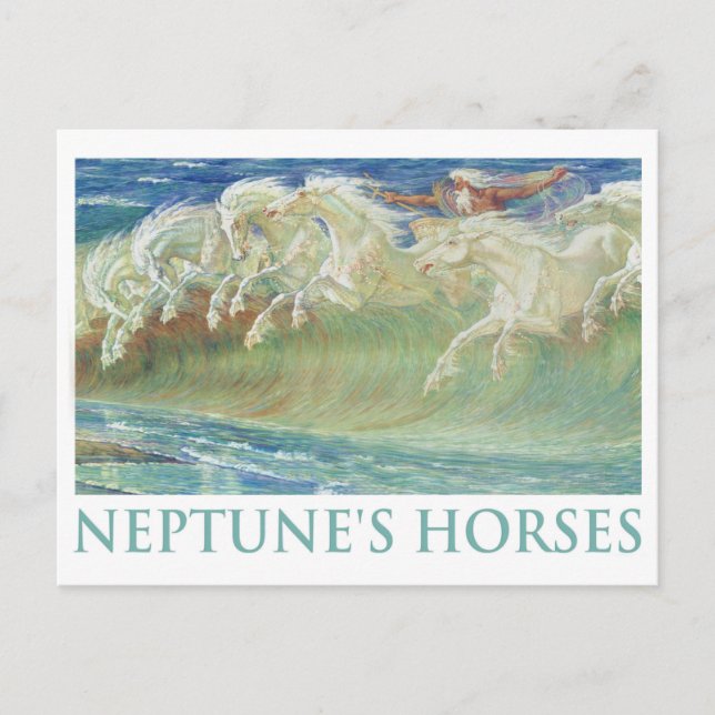 NEPTUNE'S HORSES RIDE THE WAVES POSTCARD (Front)