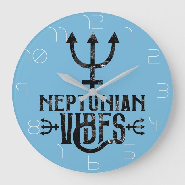 Neptunian Vibes Esoteric Astrology Zodiac Neptune Large Clock (Front)