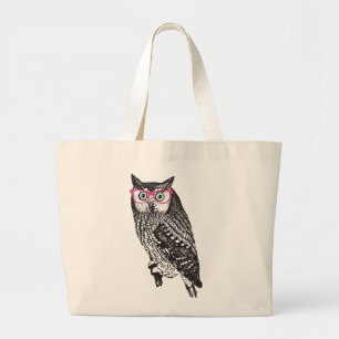 Nerd Bird Vintage Graphic Owl Canvas Tote Bag