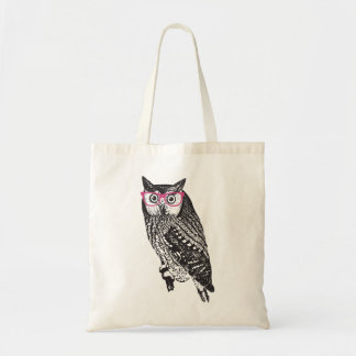 Nerd Bird Vintage Graphic Owl Canvas Tote Bag
