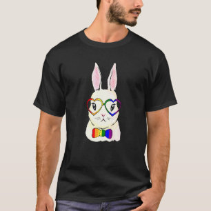 Nerd Bunny Lgbt Q Cute Rabbit Rainbow Flag Gay Pri T-Shirt