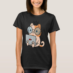 Nerd Ca Cat Working With Laptop For Cat T-Shirt