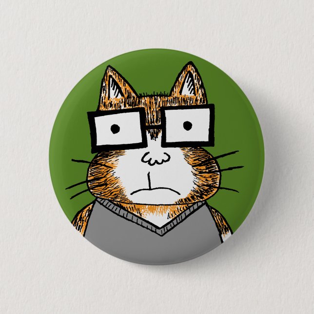 Nerd Cat 6 Cm Round Badge (Front)