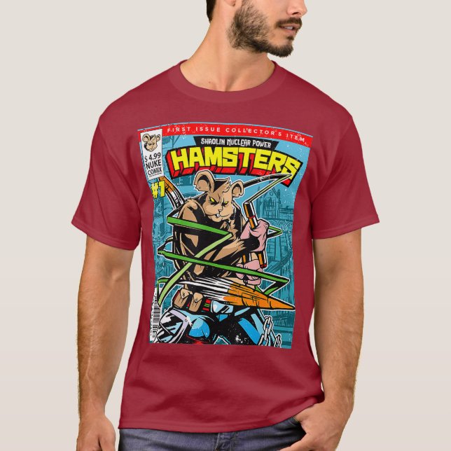 Nerd Comic Gift - Shaolin Nuclear Power Hamsters T-Shirt (Front)