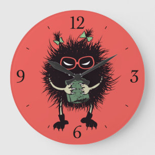 Nerd Evil Bug Girl Student Loves Reading Large Clock