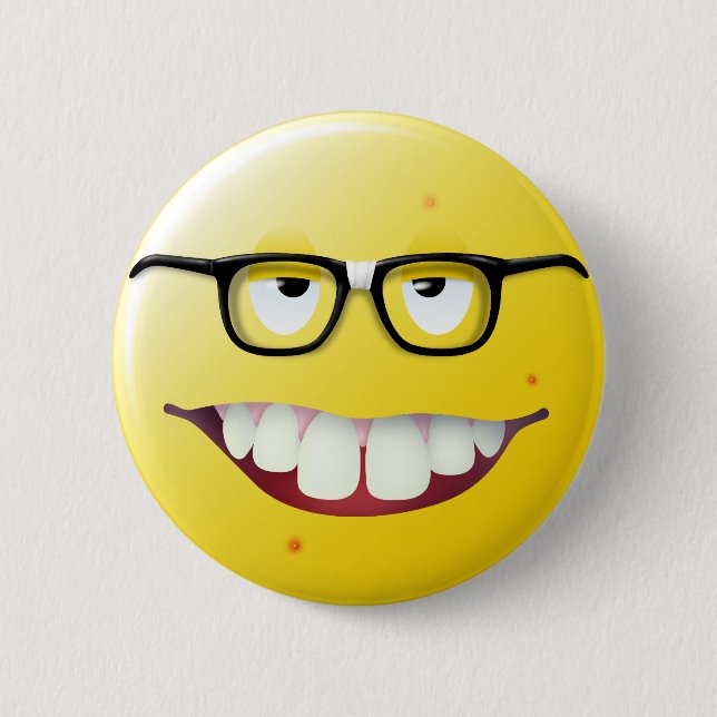 Nerd Face 6 Cm Round Badge (Front)