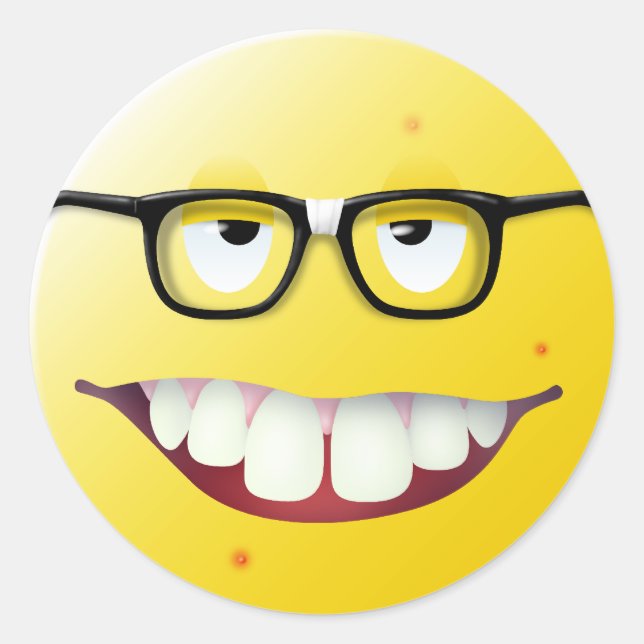 Nerd Face Classic Round Sticker (Front)