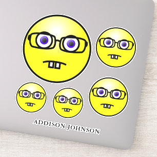 Nerd Geek Emoji Yellow Face Collection Add Name 8"