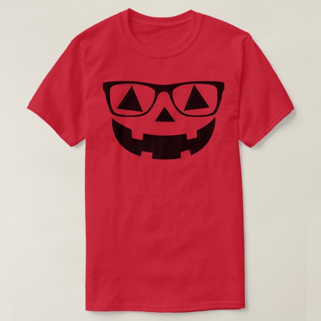 Nerd Geek Jack O Lantern Halloween Pumpkin Face  T-Shirt (Design Front)