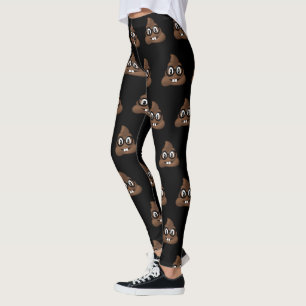 Nerd Glasses Poop Emoji Leggings