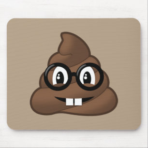 Nerd Glasses Poop Emoji Mouse Mat