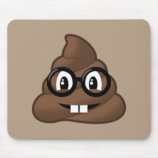 Nerd Glasses Poop Emoji Mouse Mat (Front)