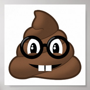 Nerd Glasses Poop Emoji Poster