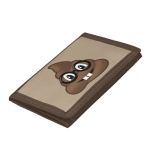 Nerd Glasses Poop Emoji Trifold Wallet