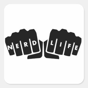 Nerd Life Knuckle Tattoo Square Sticker