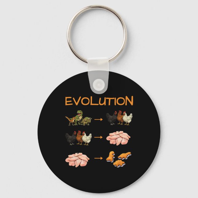 Nerd Meme Dino Evolution Funny Men's Women's Graph Key Ring (Front)