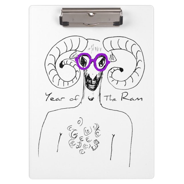 Nerd Ram Aries Chinese Astrology Zodiac Clipboard (Front)