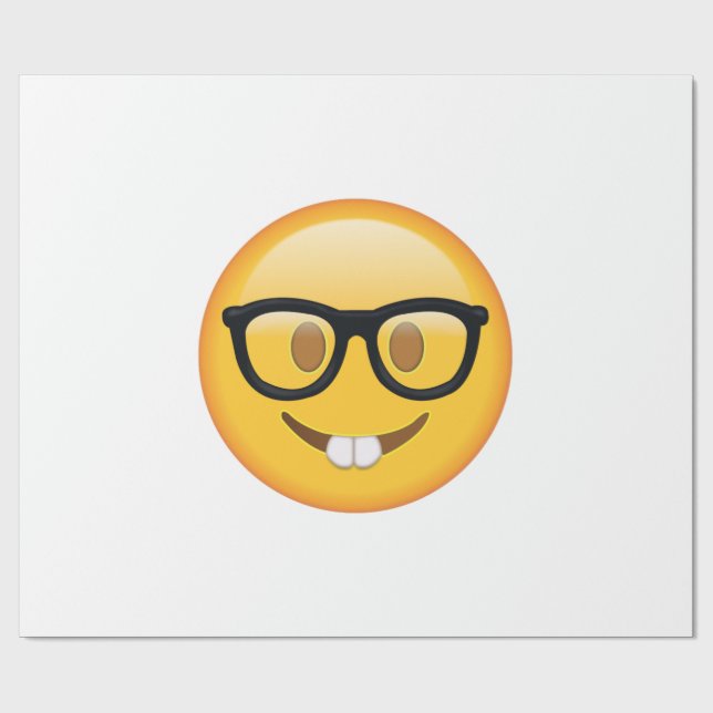 Nerd with Glasses - Emoji Wrapping Paper (Flat)
