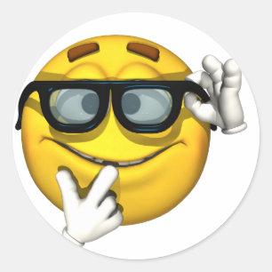 Nerd Yellow Face Classic Round Sticker