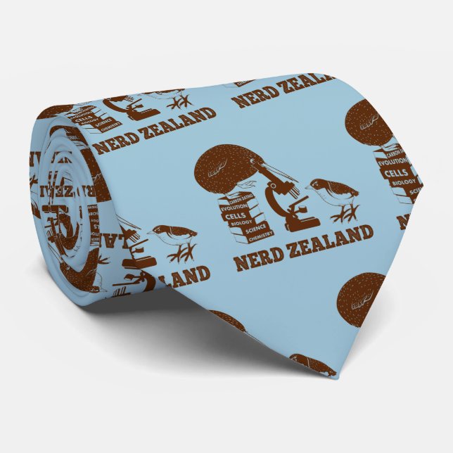 Nerd Zealand funny kiwi Tie (Rolled)