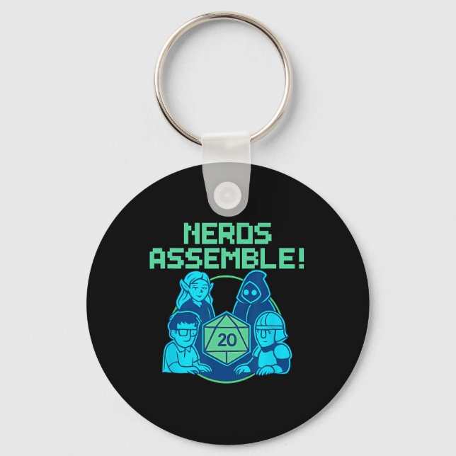 Nerds Emble Board Game Dice Pixel Gamer Design  Key Ring (Front)