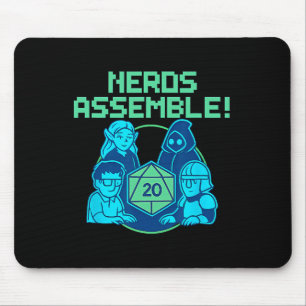 Nerds Emble Board Game Dice Pixel Gamer Design  Mouse Mat