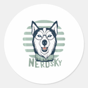 Nerdsky Classic Husky Funny Dog Round Sticker