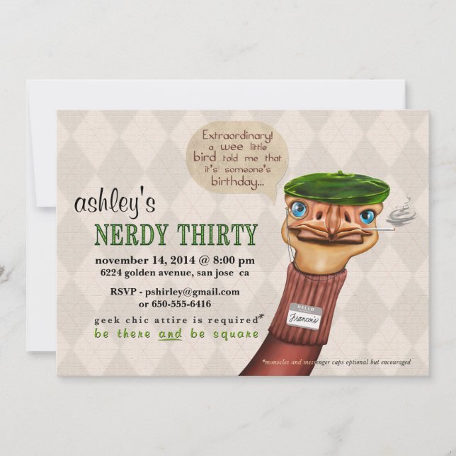 Nerdy 30 Vintage Thirtieth Birthday Invitation (Front)
