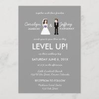 Nerdy 8-Bit Bride & Groom Wedding Invitation
