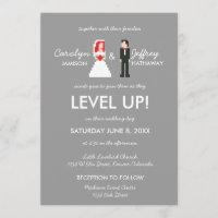 Nerdy 8-Bit Bride & Groom Wedding Invitation