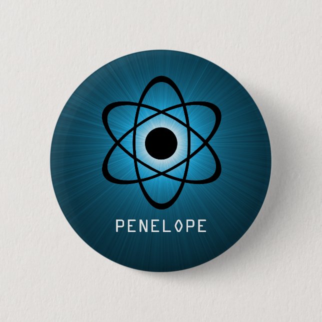 Nerdy Atomic Button, Blue 6 Cm Round Badge (Front)