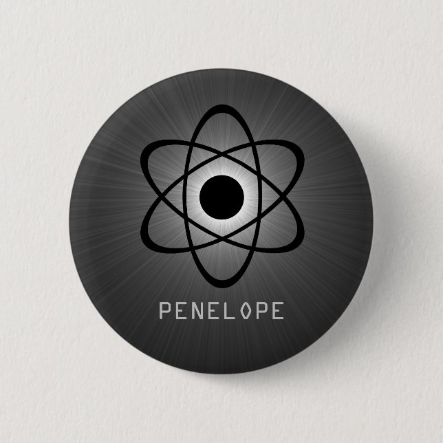 Nerdy Atomic Button, Grey 6 Cm Round Badge (Front)