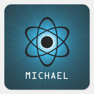 Nerdy Atomic Customisable Stickers, Blue Square Sticker