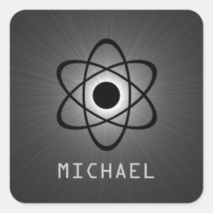 Nerdy Atomic Customisable Stickers, Grey Square Sticker