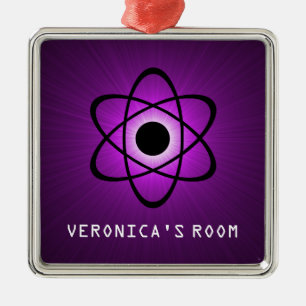 Nerdy Atomic Door Hanger Ornament, Purple Metal Tree Decoration