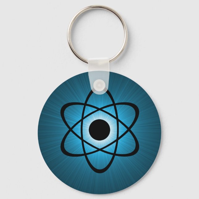 Nerdy Atomic Keychain, Blue Key Ring (Front)