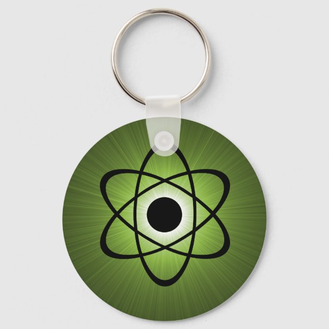 Nerdy Atomic Keychain, Green Key Ring (Front)