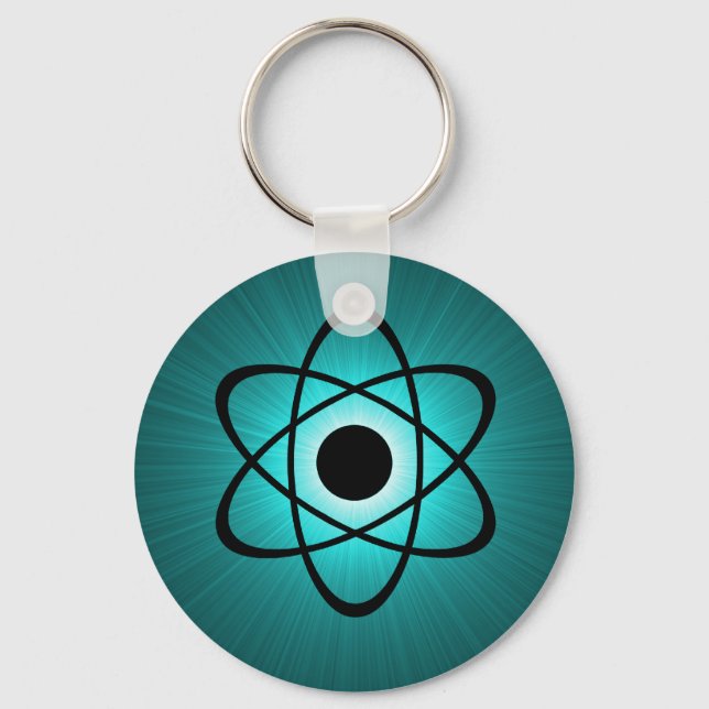 Nerdy Atomic Keychain, Teal Key Ring (Front)